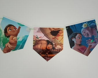 Banner de libro de MOANA, Banner de cumpleaños de Moana, Decoración de habitación de Disney, Banderines de libro de Moana, Fiesta de cumpleaños de Disney, Banderines para guardería, Decoración de dormitorio infantil