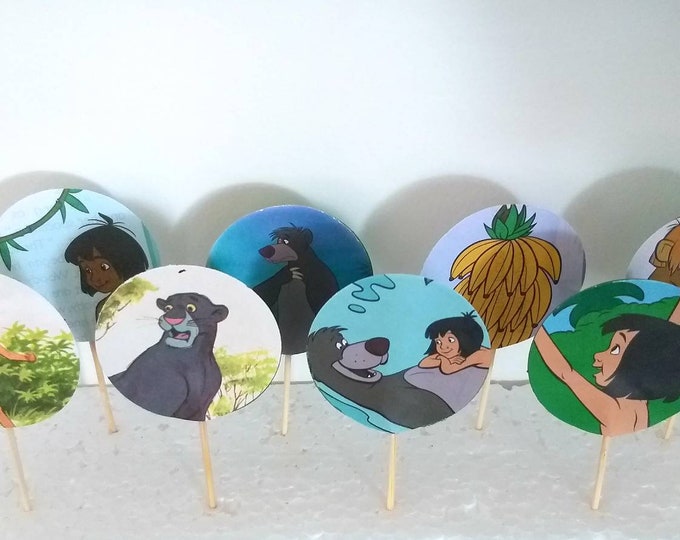 JUNGLE Book Cupcake Toppers, Disney Upcycled Book, Mowgli and Friends