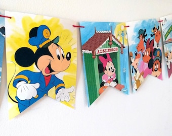 Goofy Mickey Mouse book banner, Birthday Banner,  Room Decor, Book Bunting, Birthday Party, Nursery Decor, Disney Banner, Disney Bunting