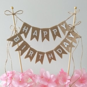 Happy Birthday Cake Topper/birthday Cake Topper/Personalized Cake Bunting/Rustic Cake Topper/Cake Banner/Bunting Cake Topper/ Cake Topper