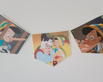 Pinocchio book banner, Pinocchio book page banner, party decoration, Pinocchio Pennants, Birthday Party Decor, Nursery Decor, flags