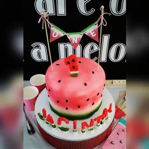 One In A Melon Cake Topper, 1st Birthday Watermelon Cake Topper, Watermelon Cake Topper, One In A Melon, Watermelon Decorations