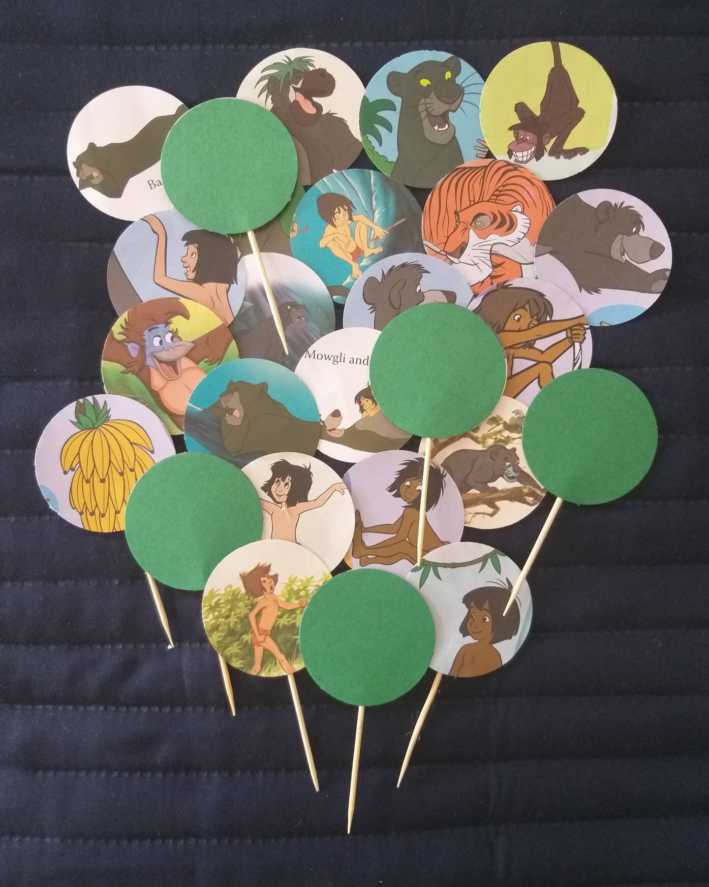 JUNGLE Book cupcake toppers Disney upcycled book Mowgli and Etsy