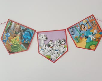 Disney book banner, Disney Birthday Banner, Disney Room Decor, Disney Book Bunting, Vintage Book Bunting, Mickey Mouse and Friends Bunting