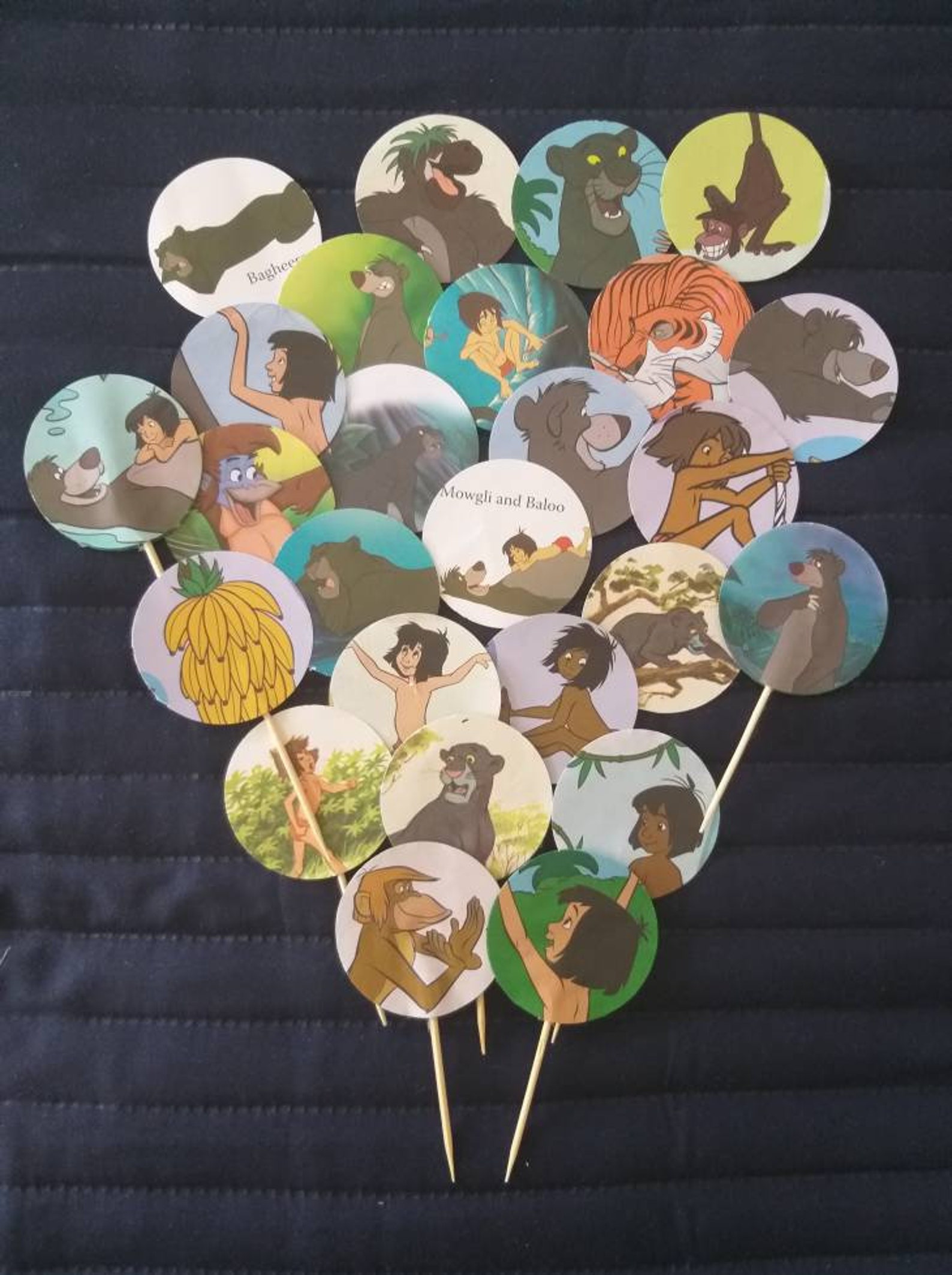 JUNGLE Book cupcake toppers Disney upcycled book Mowgli and Etsy