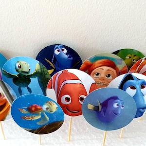 NEMO cupcake toppers, 15 Nemo toppers ,Up-cycled book, Finding Nemo cake Toppers, Nemo Party, Nemo cupcake picks, Finding Nemo Cake Topper
