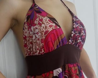 90's Halter Dress, Vintage Halter Dress, Vintage Backless Dress