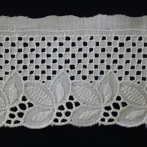 Vintage sin usar encaje recortar, corte de encaje blanco Cambric, vintage blanco encaje, vintage encaje de encaje, encaje vintage, encaje, encaje blanco, recorte cambric