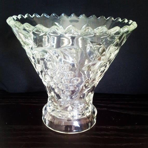 Vintage Clear Pressed Glass Vase Flared Top Centrepiece Etsy
