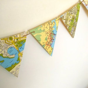 Ghirlanda di mappa vintage, stamina di carta, striscione con mappa stradale, stamina di mappa, ghirlanda di mappa, decorazione per feste, stamina di festa, ghirlanda di Bon Voyage, stamina da viaggio