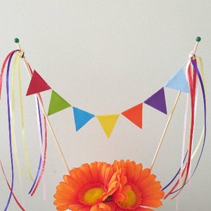 Cake Bunting/Cake Topper/Cake Banner/Flags/Rainbow Theme Topper/Circus Themed Topper/ Childs Birthday/Bright Cake Topper/Colorful Topper image 3