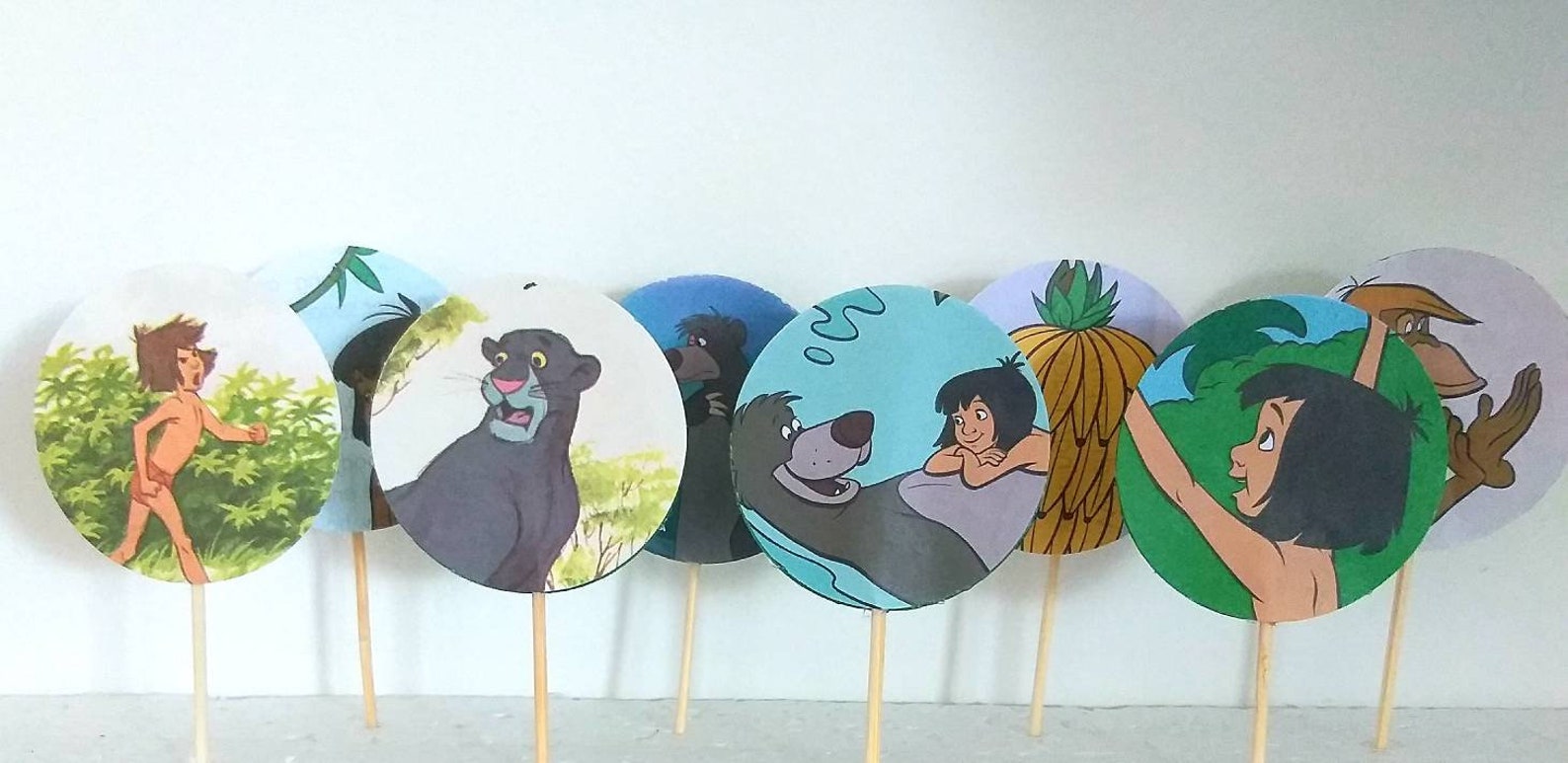JUNGLE Book cupcake toppers Disney upcycled book Mowgli and Etsy