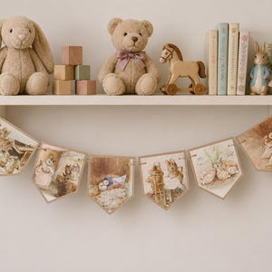 MINIATURE Beatrix Potter book banner- Beatrix Potter  - Beatrix Potter party decoration, Shelfie Decor, Birthday Party Decor, Nursery Decor
