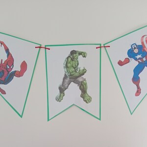 Super Hero Bunting, Super Hero banner, garland party decoration, Super Hero Pennants,  Super Hero Party Garland Flags
