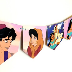Aladdin book banner, Disney Birthday Banner, Disney Room Decor, Disney Aladdin Book Bunting, Aladdin Birthday Party, AladdinBook Bunting