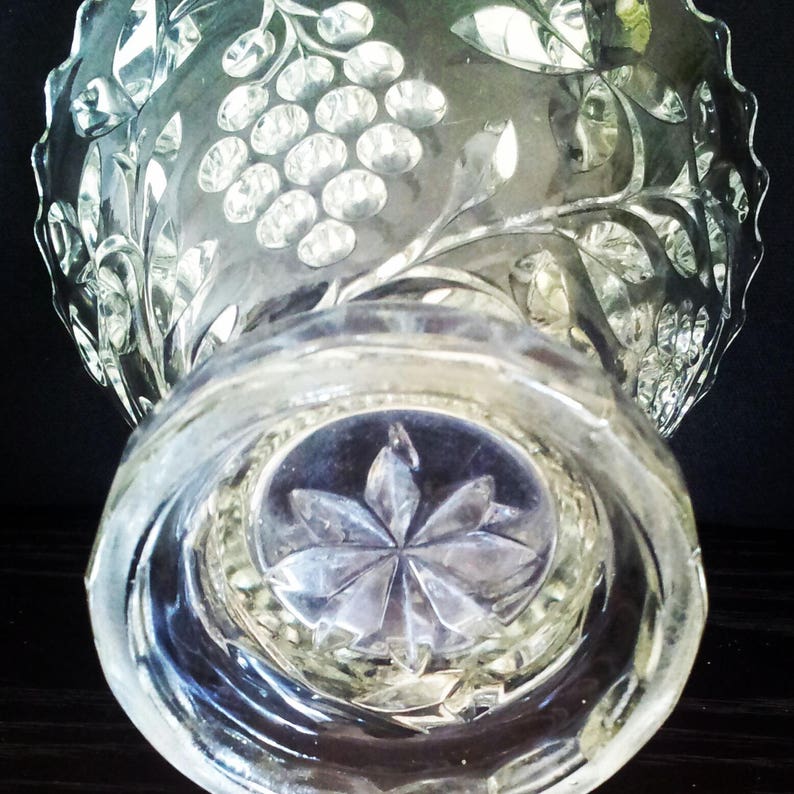 Vintage Clear Pressed Glass Vase Flared Top Centrepiece Etsy