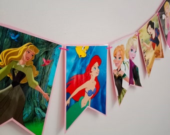 Princess book banner, Princess Birthday Banner, Princess Room Decor,  Princess Book Bunting, Princess Birthday Party