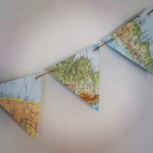 Atlas Garland, Paper Bunting, World Map Banner, Map Bunting, Map Garland, Party Decorations, Party Bunting, Bon Voyage Garland