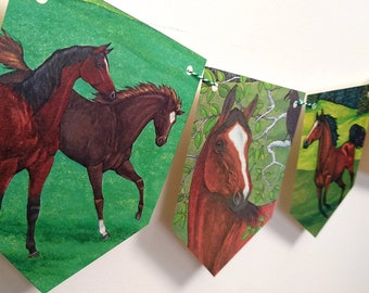 Horse Story book banner, book page banner, nursery decoration, Book Page Pennants, Birthday Party Banner, Childsroom Banner, Horse Bunting
