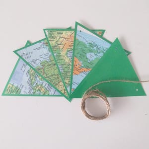 Guirlande de l'atlas, banderoles en papier, bannière de carte du monde, banderoles de carte, guirlande de cartes, décorations de fête, banderoles de fête, guirlande bon voyage