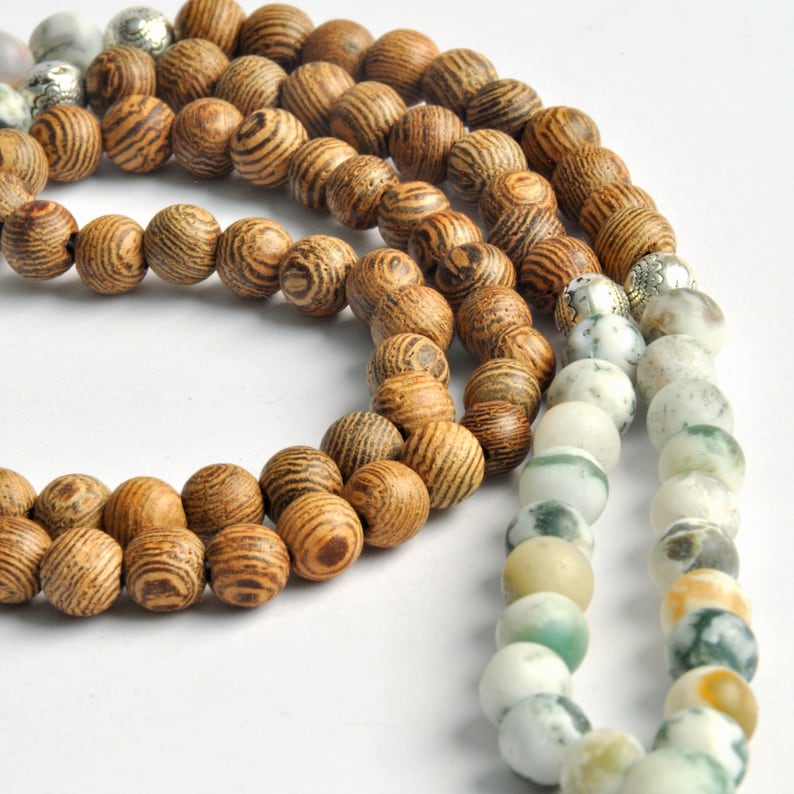 Earth Mala Jichimu wood /& Tree Agate