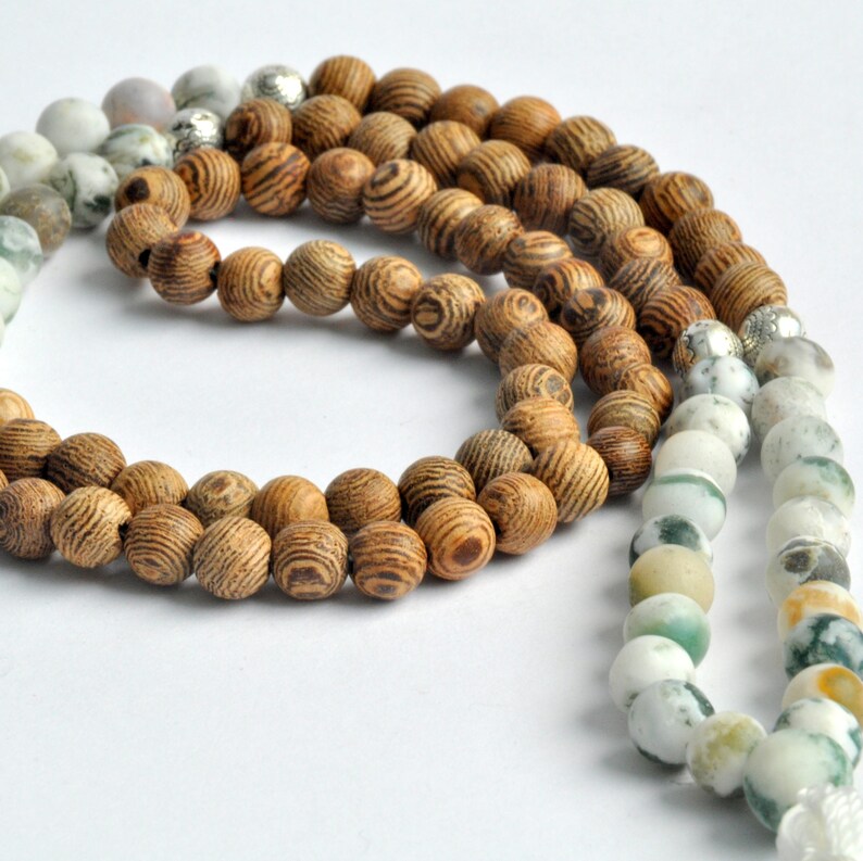 Earth Mala Jichimu wood /& Tree Agate