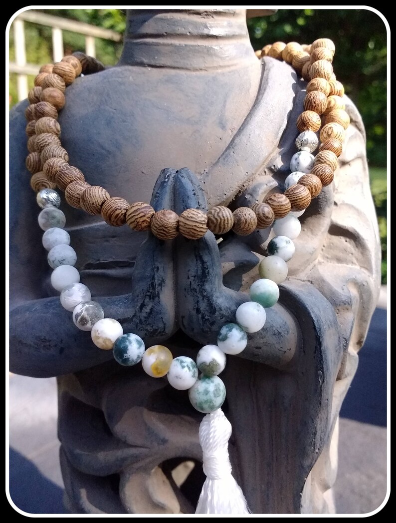 Earth Mala Jichimu wood /& Tree Agate
