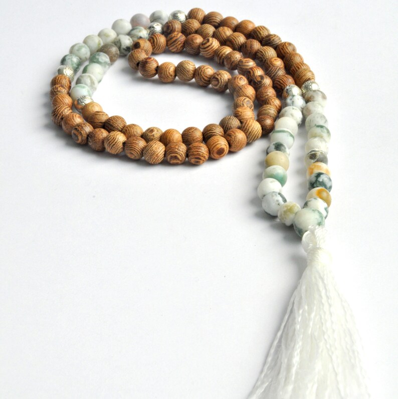 Earth Mala Jichimu wood /& Tree Agate