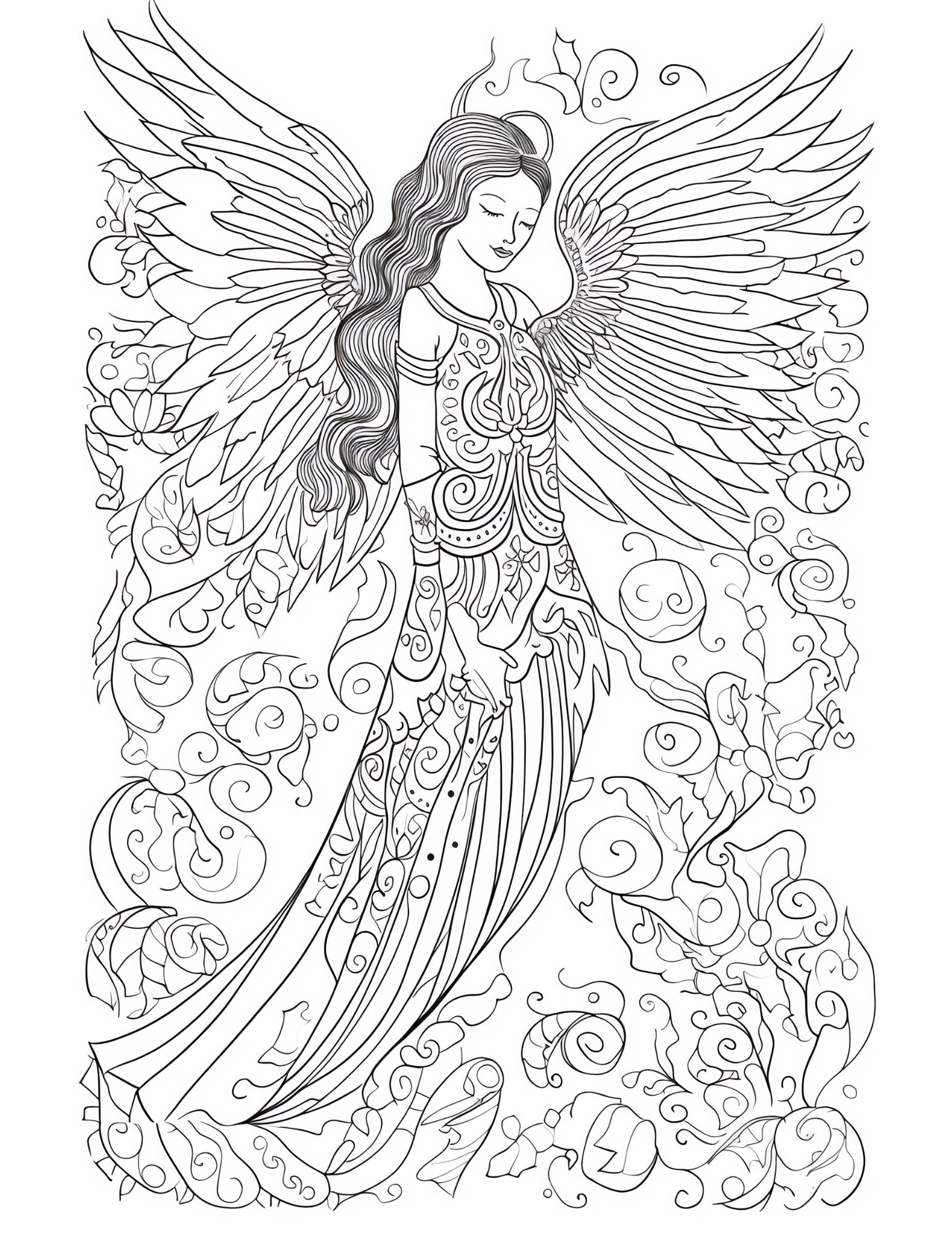 Whimsical Angels Printable Coloring Pages for Teens & Adults - Etsy