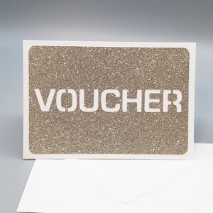Tarjeta VOUCHER tarjeta de felicitación GLITTER incluyendo sobre