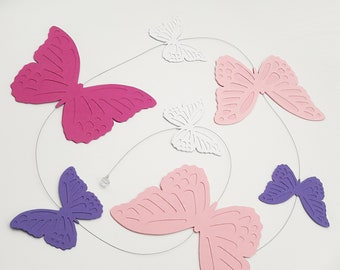 GUIRNALDA DE MARIPOSAS Rosa Púrpura Rosa Blanco