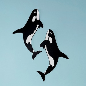 2 MOTIVOS DE BOLSA ESCOLAR ORCA Orca hechos de cartón fotográfico o para cono de caramelo y cono hermano