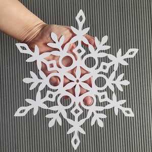 5 copos de nieve XXL de papel (cartón fotográfico) decoración de invierno para escaparate (24 x 24 cm = 9,5 pulgadas x 9,5 pulgadas)