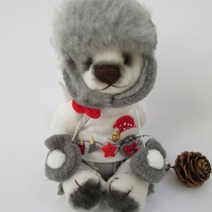 teddy bear handmade christmas gift white polyester teddy 5&quot;9 inches