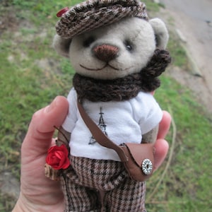 handmade teddy bear traveler with camera teddy traveler collectible handmade teddy great gift author's handmade teddy antique teddy bear