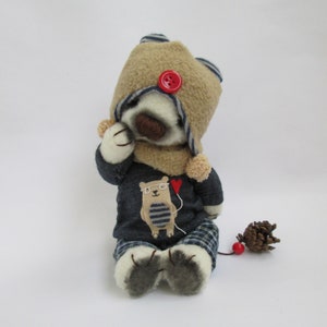 handmade fleece teddy bear 5.9 inches teddy bear in a hat Christmas New Year Christmas plank bear toy teddy bear New Year&#39;s gift