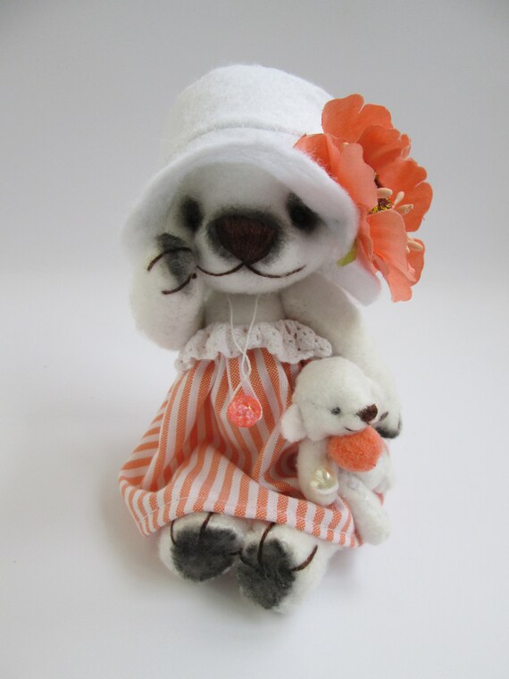 テディベア 大小セット ハンドメイド 花柄ドレス 夏のドレス・ピンクの