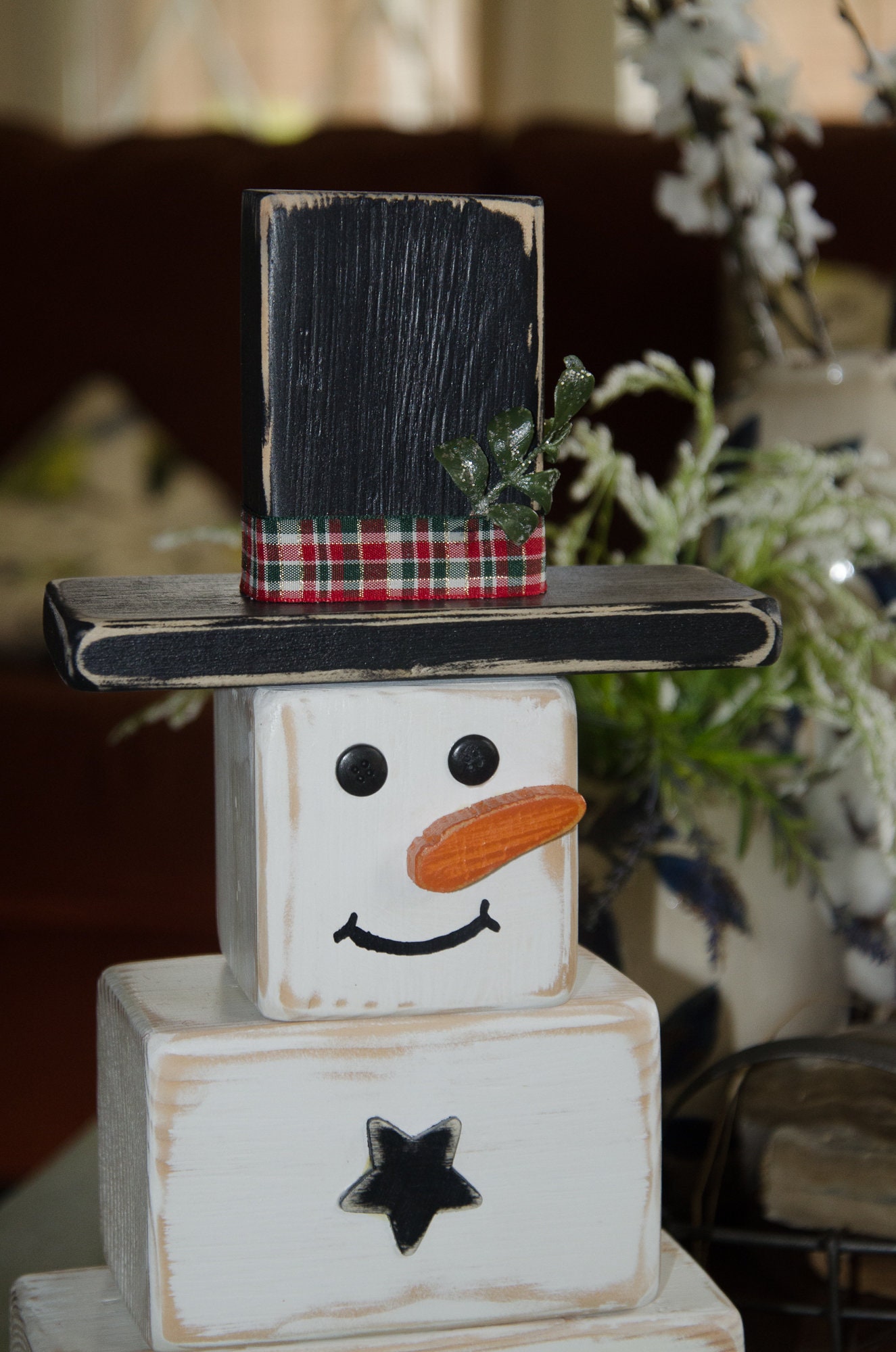 Farmhouse Christmas Snowman Decor Wood Snowman Rustic | Etsy