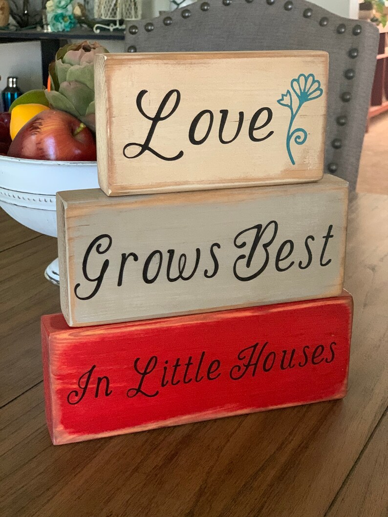 Wooden Block Sign Stacked Block Sign Shelf Sitter Gift for Etsy