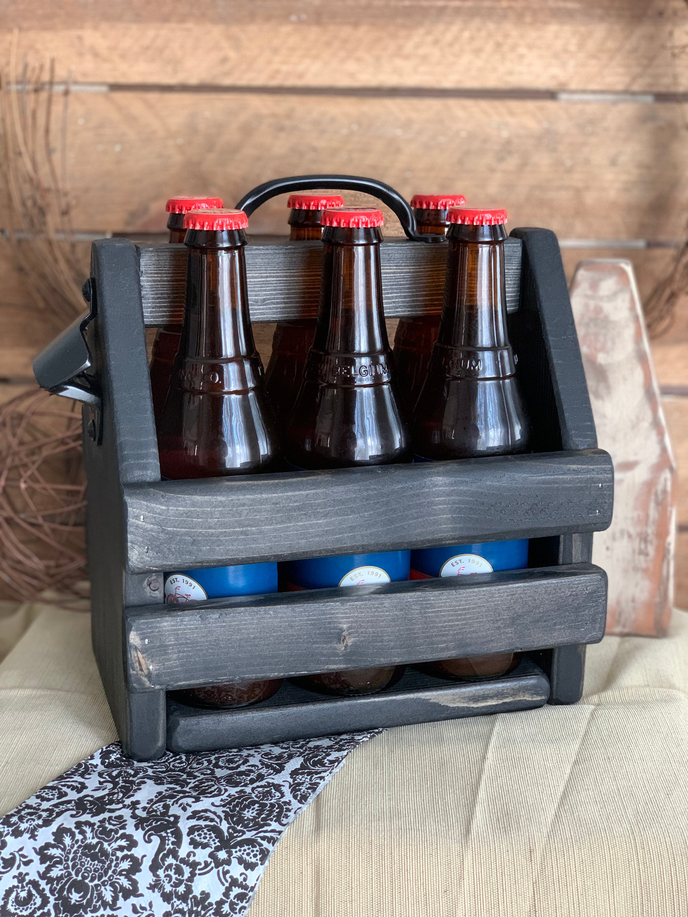 Wood Snack Server, Beer Can Tote, Picnic Table Caddy, Condiment Holder,  Napkin Holder 