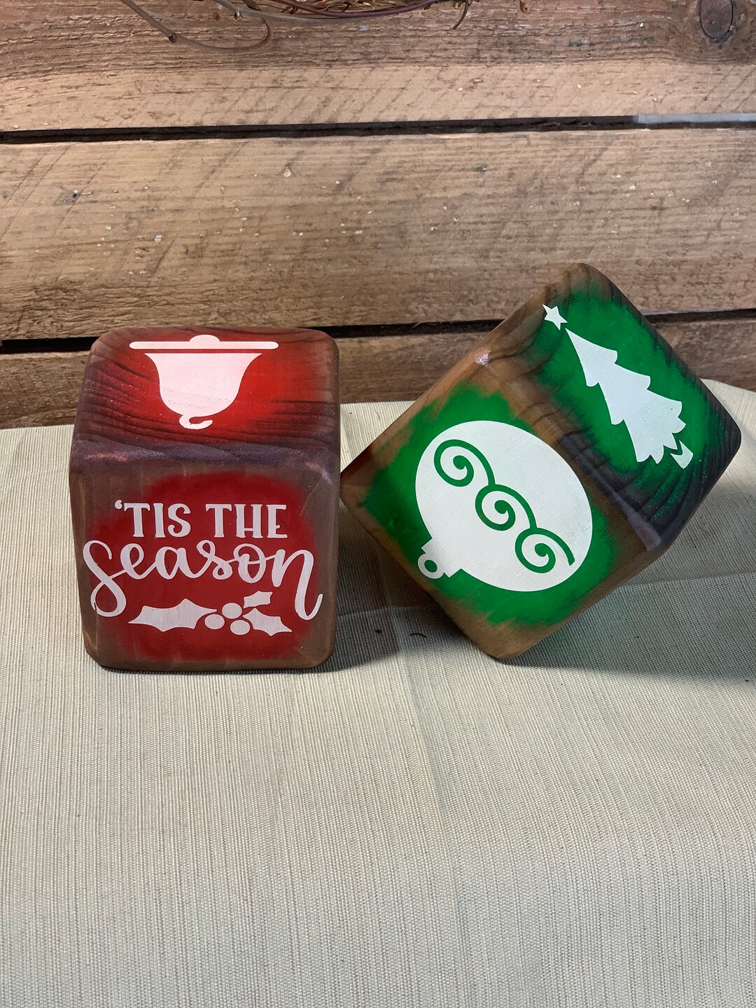 Wooden Christmas Blocks Wooden Block Wooden Block Décor Etsy