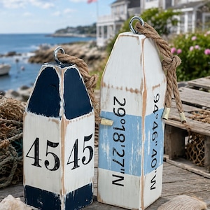 Personalized Lobster Buoy with House Number or Coordinates | Nautical Coastal Home Decor