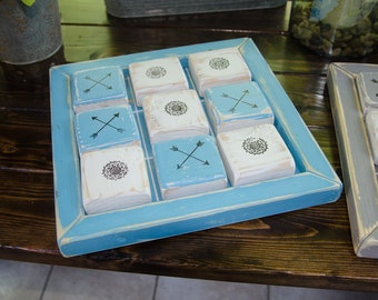Rustic Wood Tic Tac Toe Board Game- Large - Pick your color