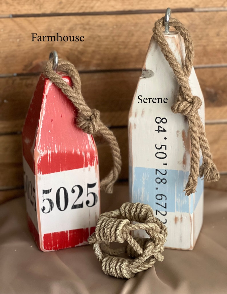 House number Buoy Latitude/Longitude Buoy Nautical Décor Beach House Décor image 6