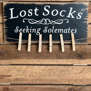 Lost Socks Sign, Laundry Room Wall Sign, Holder, Organizer, Farmhouse