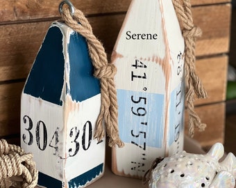 House number Buoy - Latitude/Longitude Buoy - Nautical Décor - Beach House Décor