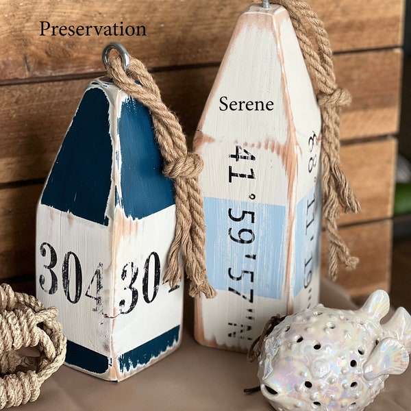 House number Buoy - Latitude/Longitude Buoy - Nautical Décor - Beach House Décor