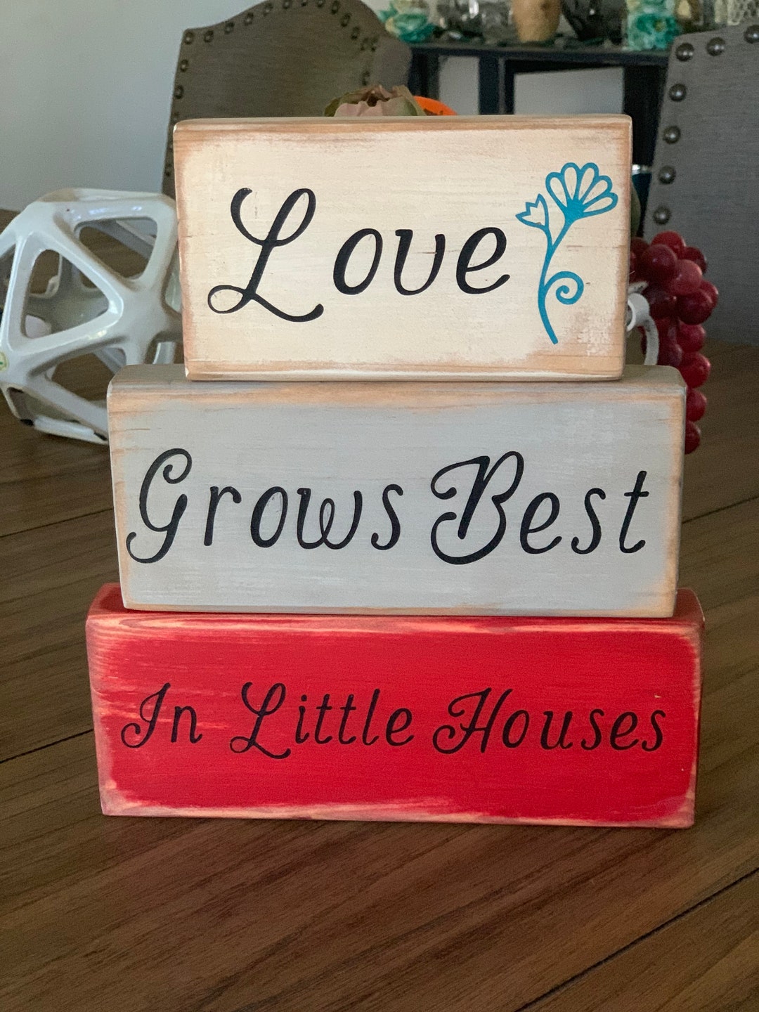 Wooden Block Sign, Stacked Block Sign, Shelf Sitter, Gift for Friends, Little Wood Sign, Wood