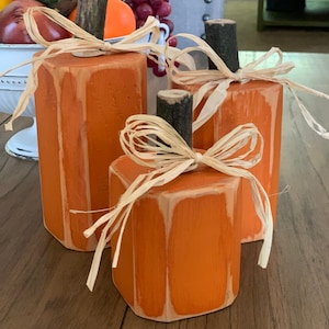 Farmhouse Fall Decor - Three Piece Pumpkin Set, Wood pumpkins, Rustic pumpkins, Rustic fall, Rustic Thanksgiving Decor
