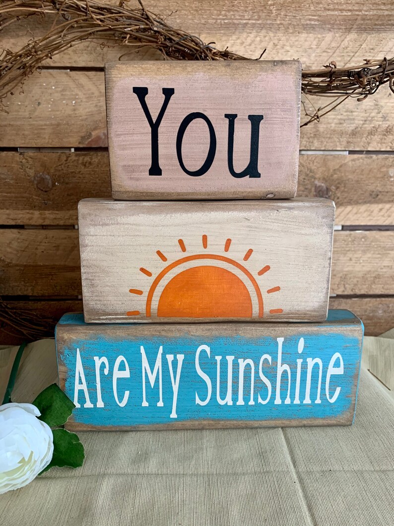 Wooden Block Sign Stacked Block Sign Shelf Sitter Gift for Etsy